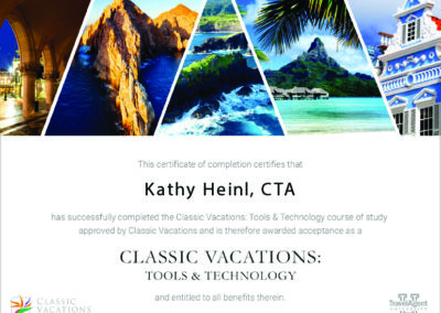 Classic Vacations Certificate