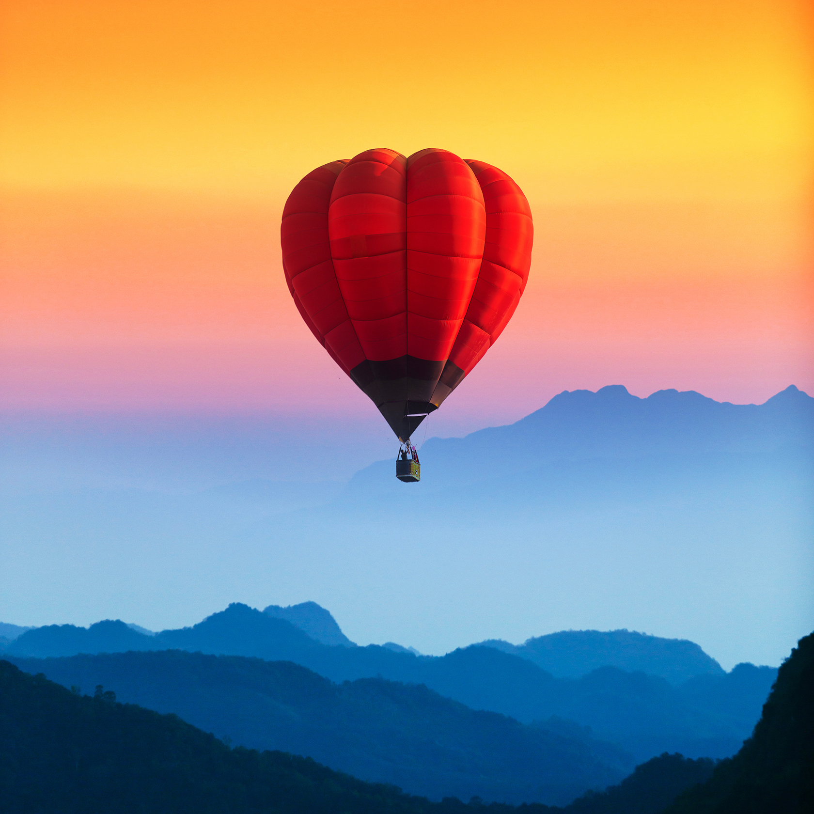 red hot air balloon